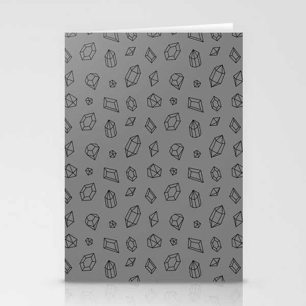 Grey and Black Gems Pattern Stationery Cards