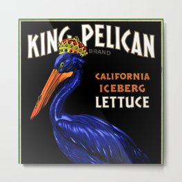King Pelican blue brand California Iceberg Lettuce vintage label advertising poster / posters Metal Print