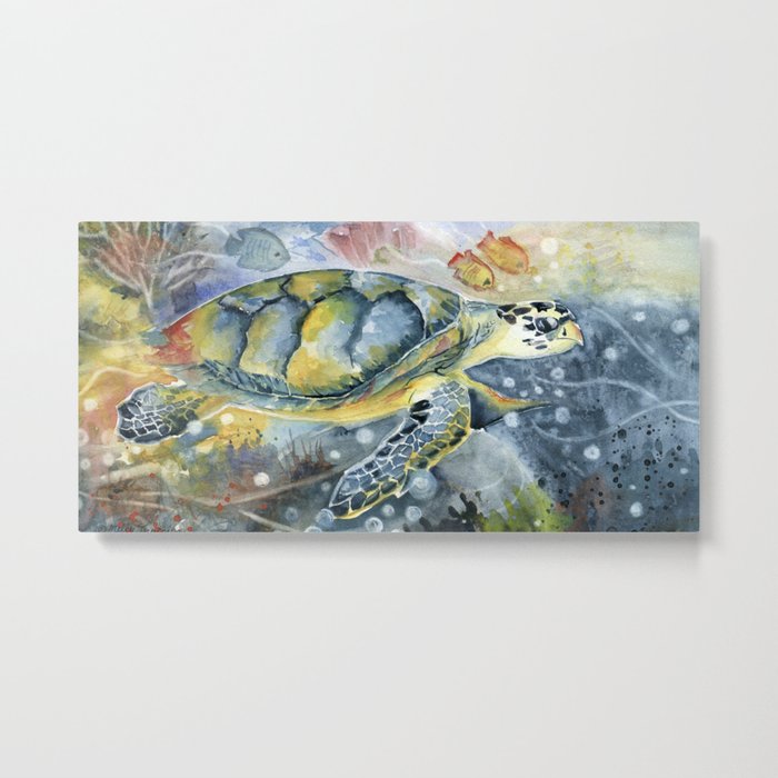 Colorful Seaturtle Art Metal Print