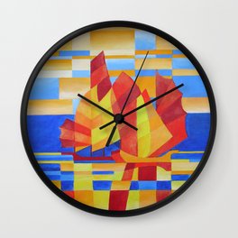 Sailing on the Seven Seas so Blue Cubist Abstract Wall Clock