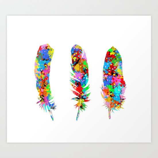 colorful feathers Art Print