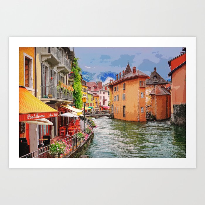 Annecy France Waterway Building Architecture #1 Art Print