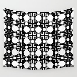 Seamless transparent black and white Geometric Pattern Wall Tapestry