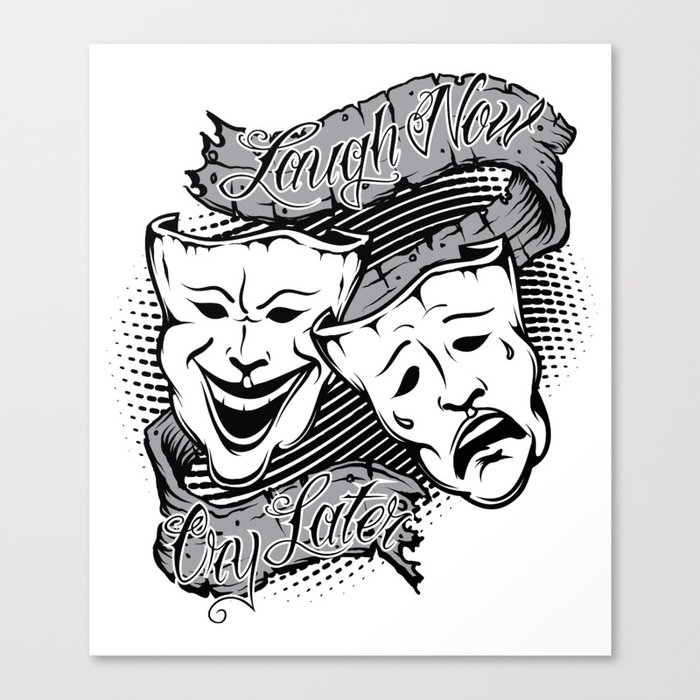 Drama Masks Tattoo Canvas Print