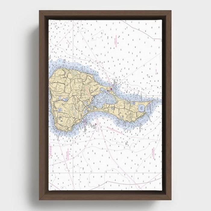Chart of Block Island Framed Canvas
