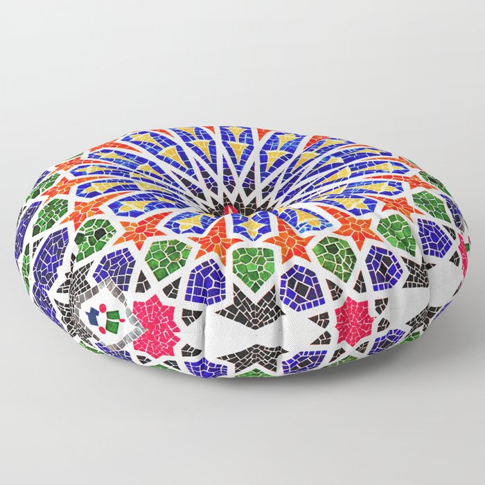Oriental Heritage Traditional Andalusian Geometric Moroccan Zellige Tiles Styles Floor Pillow