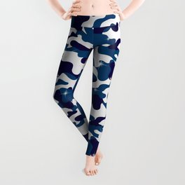 Blue White Camouflage Stars Camo Army Soldier  Leggings
