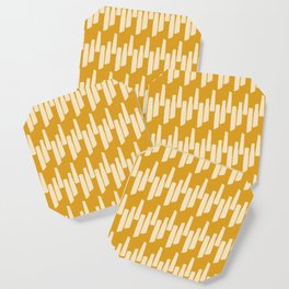 Modern Ink Weave Ikat Mudcloth Pattern in Marigold Honey Mustard Ochre Coaster