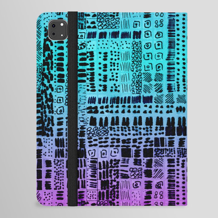 turquoise and purple ink marks hand-drawn collection iPad Folio Case