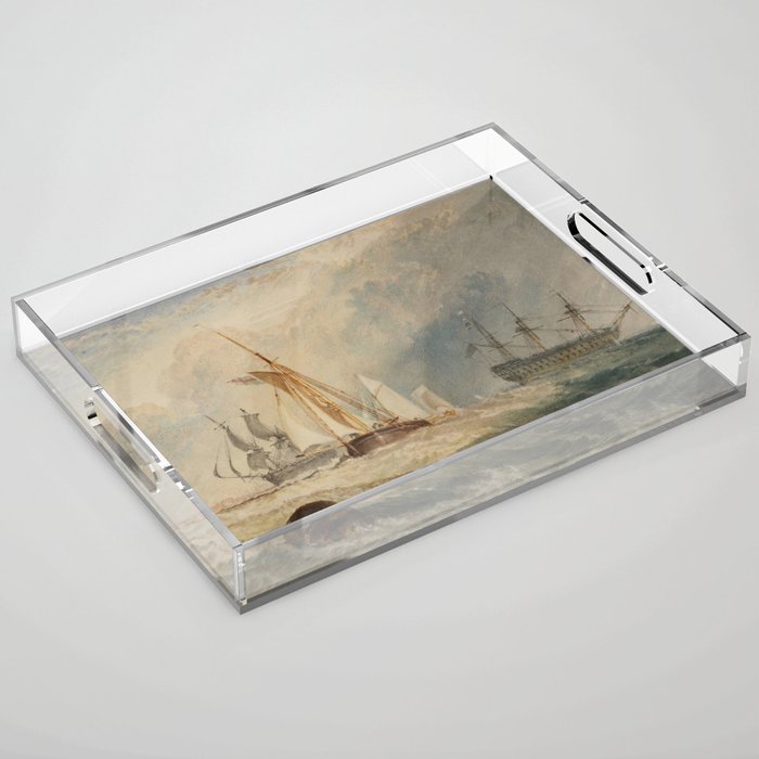 Vintage John Constable painting of Ships Acrylic Tray