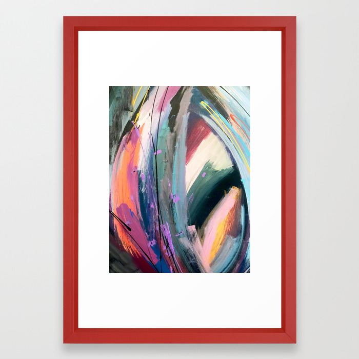 Eye Of The Beholder 4 A Colorful Vibrant Abstract In Purples Blues Orange Pink And Gold Framed Art Print By Blushingbrushstudio Society6