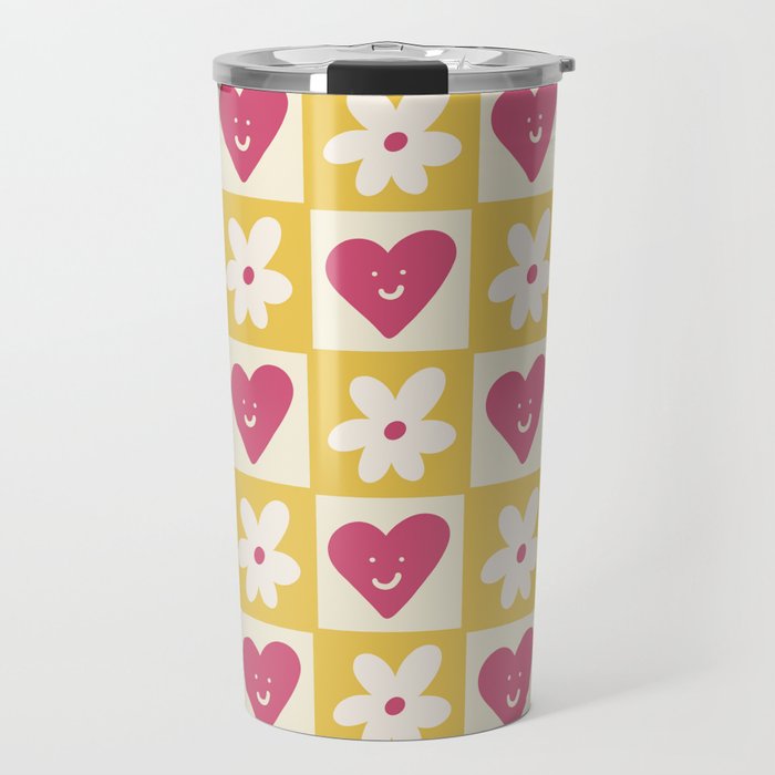 Spring of Flowers and Love - Pink and Yellow Happy Travel Mug