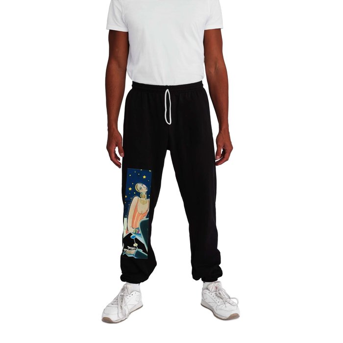 The Woman in Red & Stars, Art Deco - Haute Couture NYC Portrait Painting Sweatpants