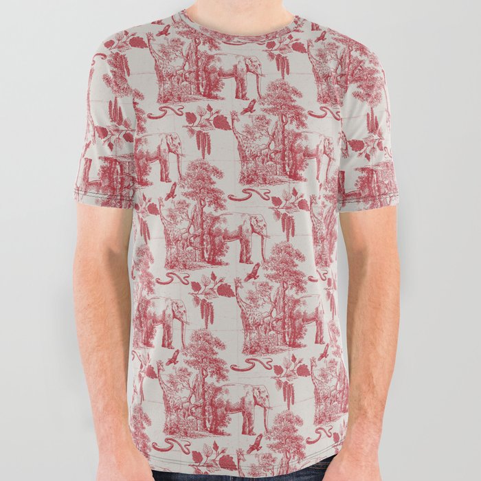 Toile Elephant and Giraffe All Over Graphic Tee
