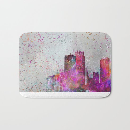City of colors metropolis mixed media art Bath Mat