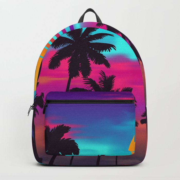 Gorgeous Crimson Sunset Synthwave Backpack