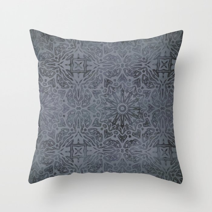 Vintage Modern Kelim Pattern Dark Grey Throw Pillow