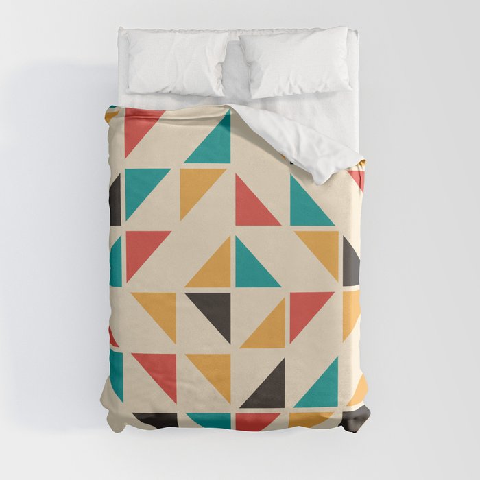 Triangles Mid Century Pattern Duvet Cover