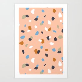 Terrazzo flooring pattern with colorful marble rocks Art Print
