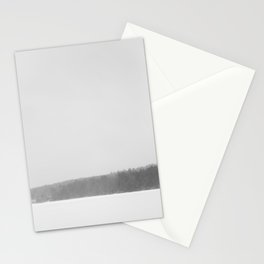 Frozen lake with trees in winter Stationery Cards