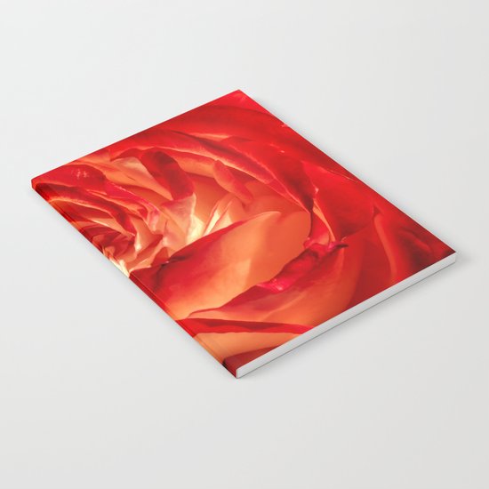 In fire - red and orange rose flower on #Society6 Notebook