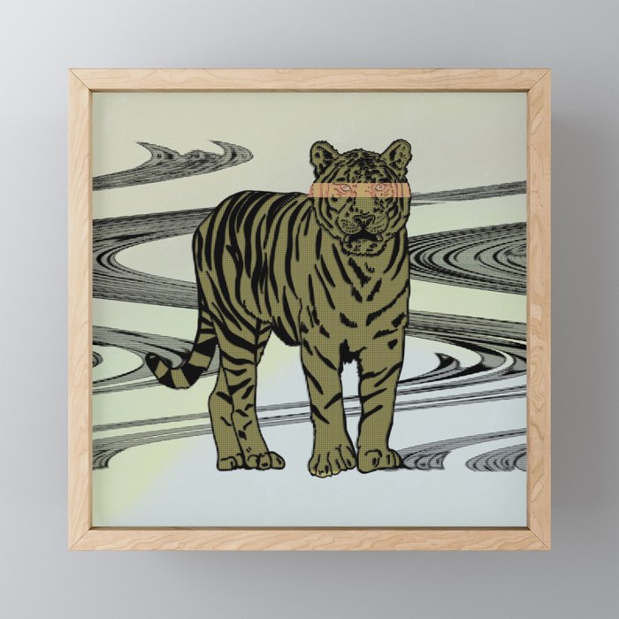 Graphic Tiger Glitch Framed Mini Art Print