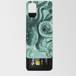 Octopus Green Monochrome Vintage Map Watercolor Nautical Android Card Case
