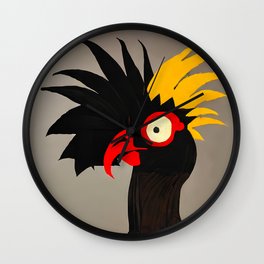 Black and Yellow Rooster - Pop Art Wall Clock