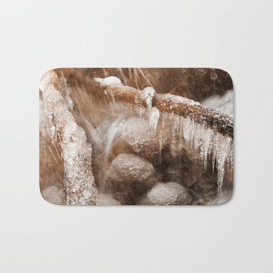 Frozen Harp Falls - Sepia Nostalgia Bath Mat