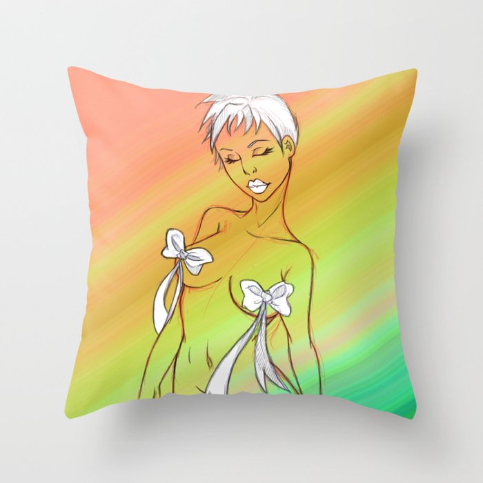 rainbow women Throw Pillow