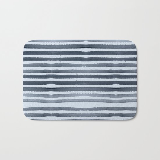 Simply Shibori Stripes Indigo Blue on Sky Blue Bath Mat
