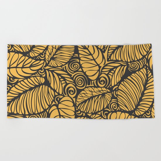Summer Leaves Gold Beach Towel