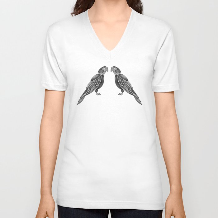 Perched Parrot – Black Palette V Neck T Shirt