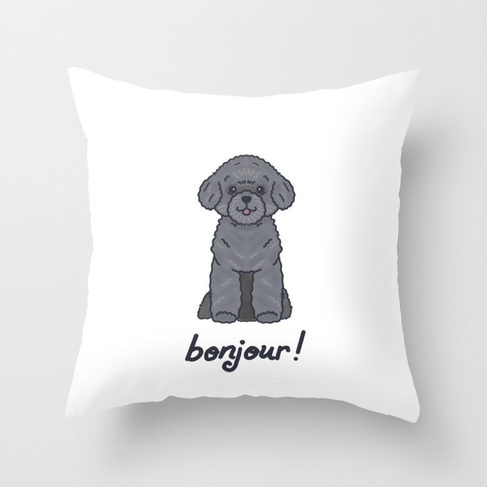 Say Bonjour - Silver Toy Poodle - Boo Throw Pillow