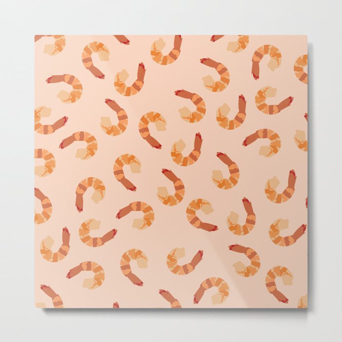 Shrimp Pattern Metal Print