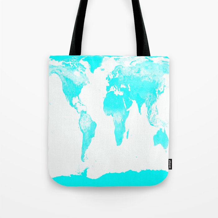 world MAp Aqua Blue Tote Bag