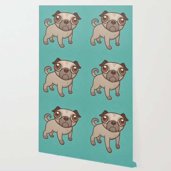 Pug Puppy Cartoon Wallpaper By Fizzgig Society6