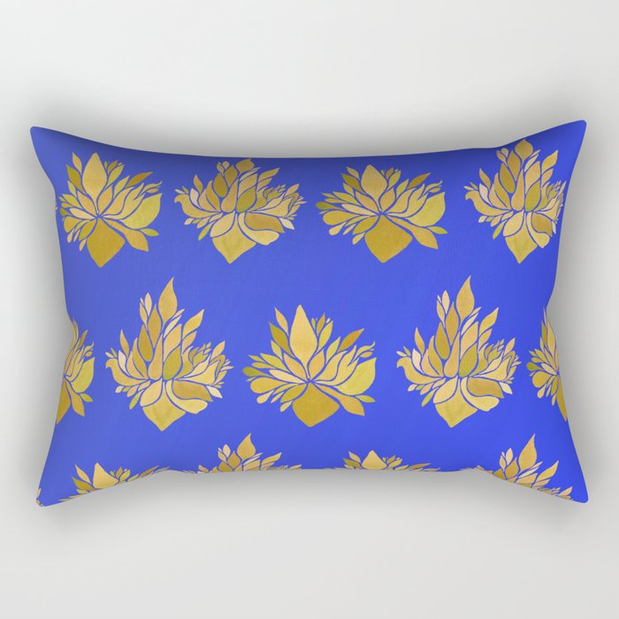 Iris Flowers - Retro Yellow and Deep Blue Rectangular Pillow