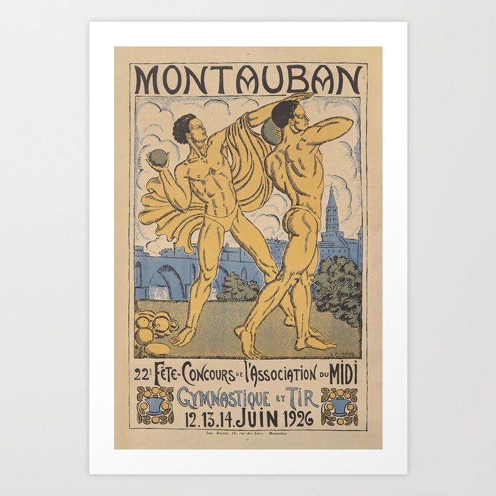Montauban (1926) by Lucien-Pierre Cadène (1885-1958), Art Deco, Sports Poster Art Print