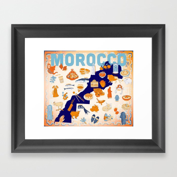 Morocco Culture Map Framed Art Print