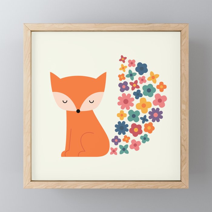 Floral Fox Framed Mini Art Print