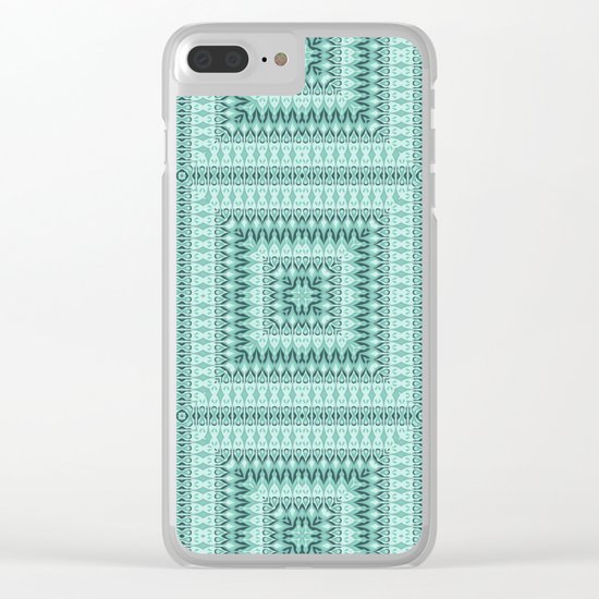 Ornament ethnic square in shades of green . Clear iPhone Case