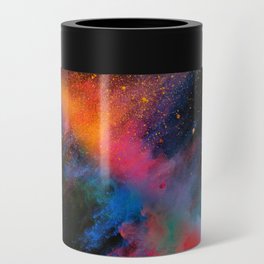 Launched colorful powder on black background Can Cooler
