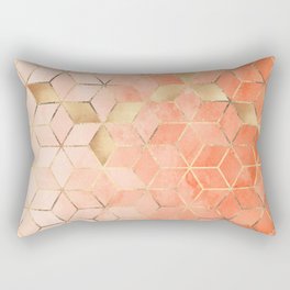 Soft Peach Gradient Cubes Rectangular Pillow