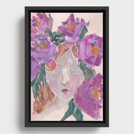 Portrait of Woman with Floral Crown Framed Canvas