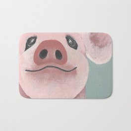 Original Painting - Farm Friends - Baby Pig - Cute Pig Painting Bath Mat | Pink, Farmanimals, Duckeggblue, Painting, Originalpainting, Farm, Babypig, Animalpainting, Pig, Cutepig 