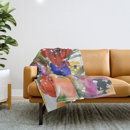 colorful bouquet: anemones Throw Blanket