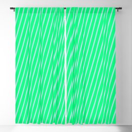 [ Thumbnail: Green & Powder Blue Colored Pattern of Stripes Blackout Curtain ]