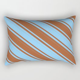 [ Thumbnail: Sienna and Light Sky Blue Colored Lines/Stripes Pattern Rectangular Pillow ]