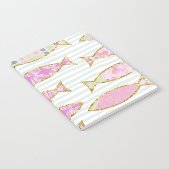 Fancy Fish pastel patchwork pattern Notebook